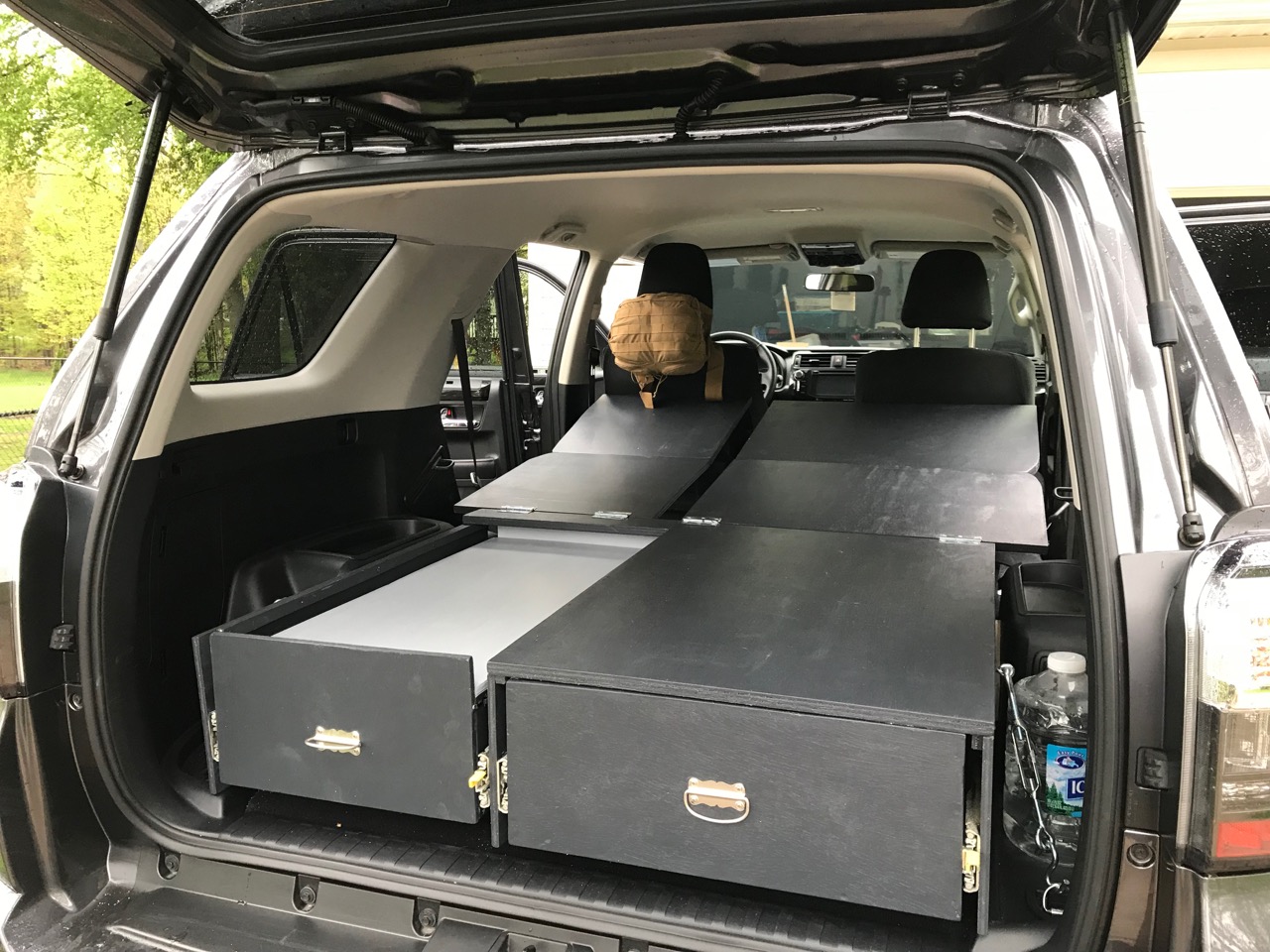 4Runner drawer system and sleeping platform, extended over the second row of seats